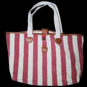 Red and White Striped Tote Bag